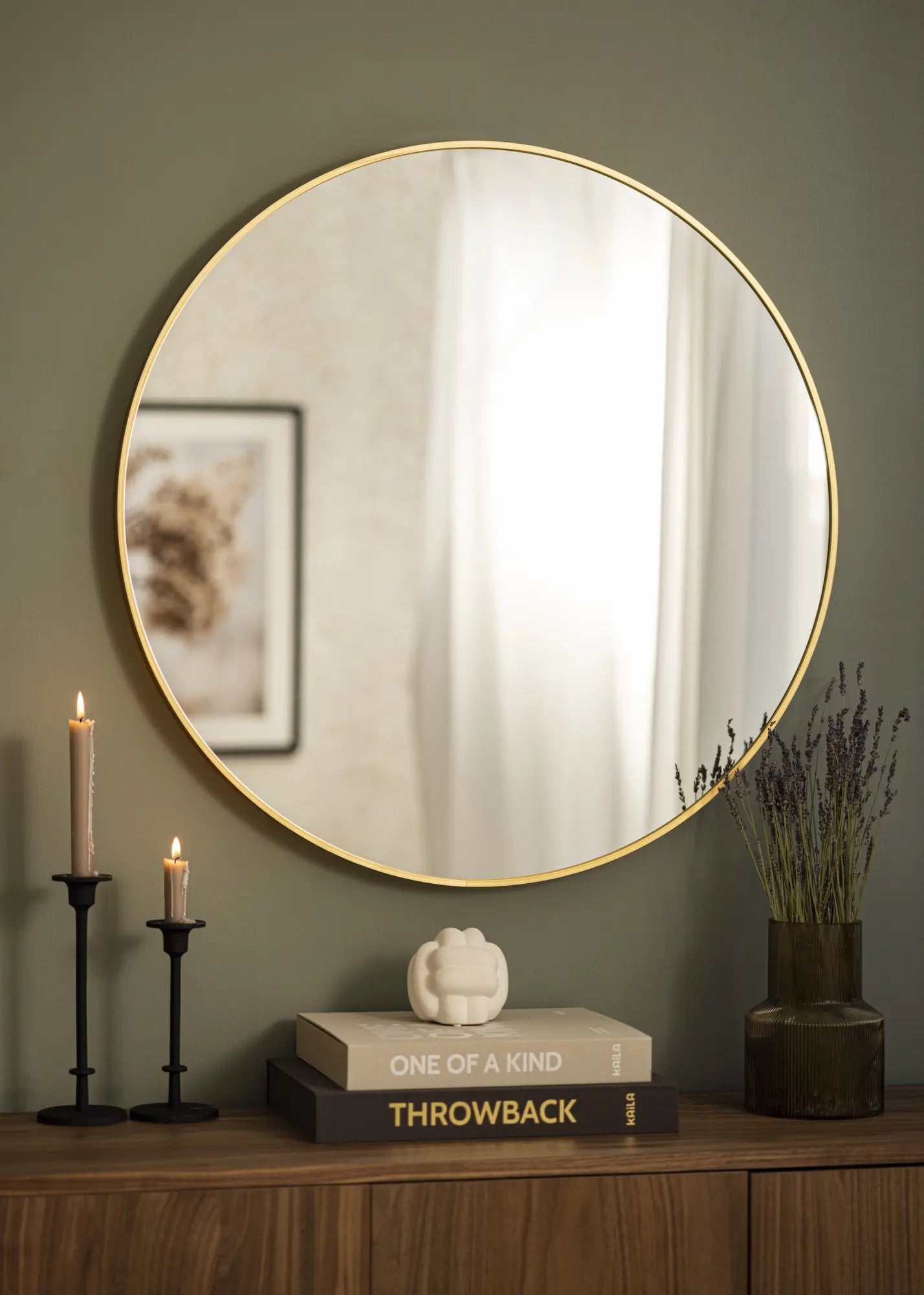 Black & Gold Circular Wall Mirror