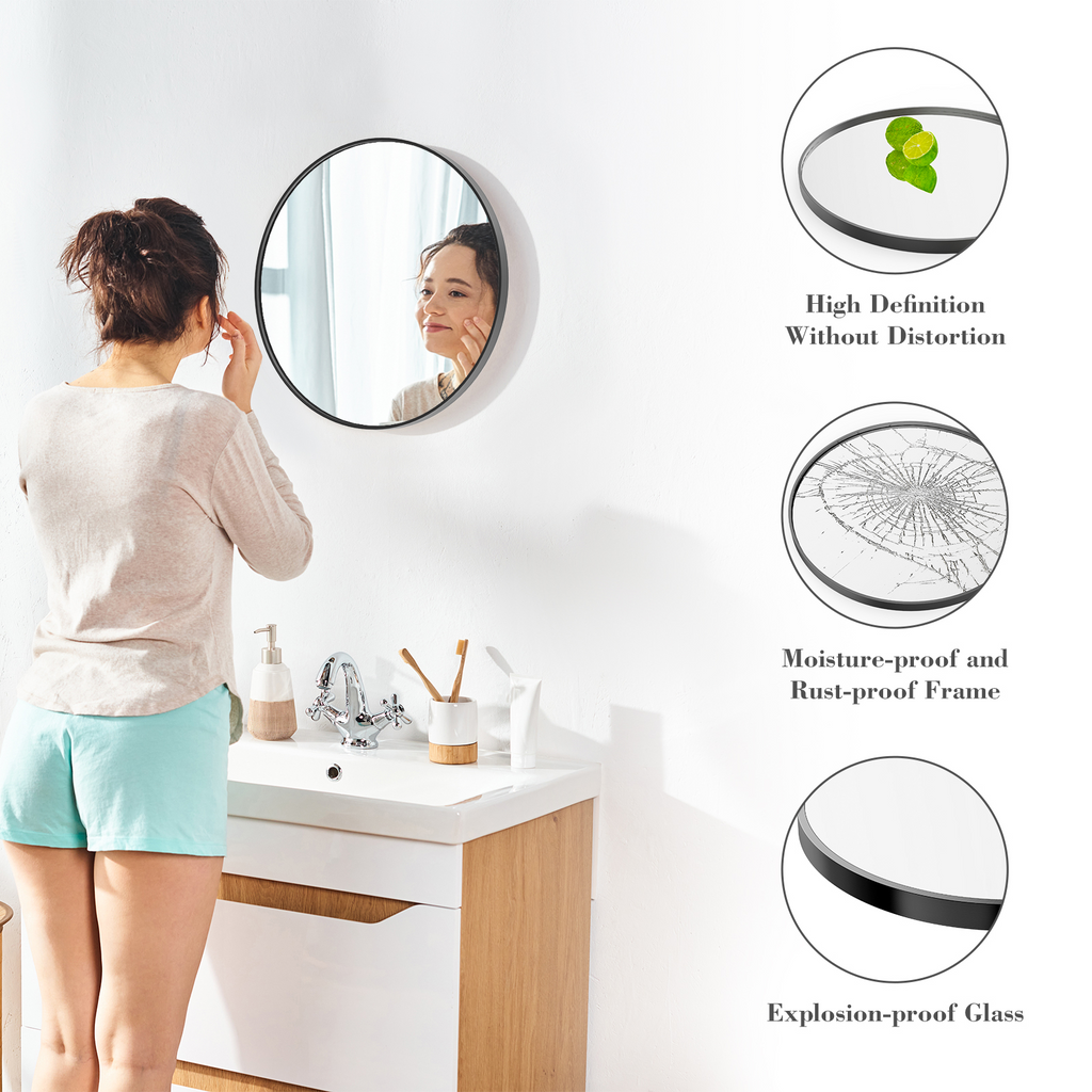 Black & Gold Circular Wall Mirror
