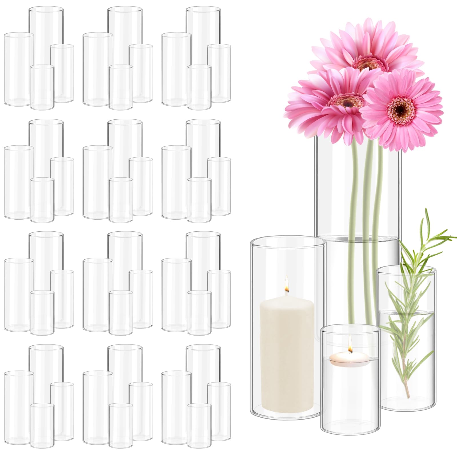Glass Cylinder Vase 48 pcs
