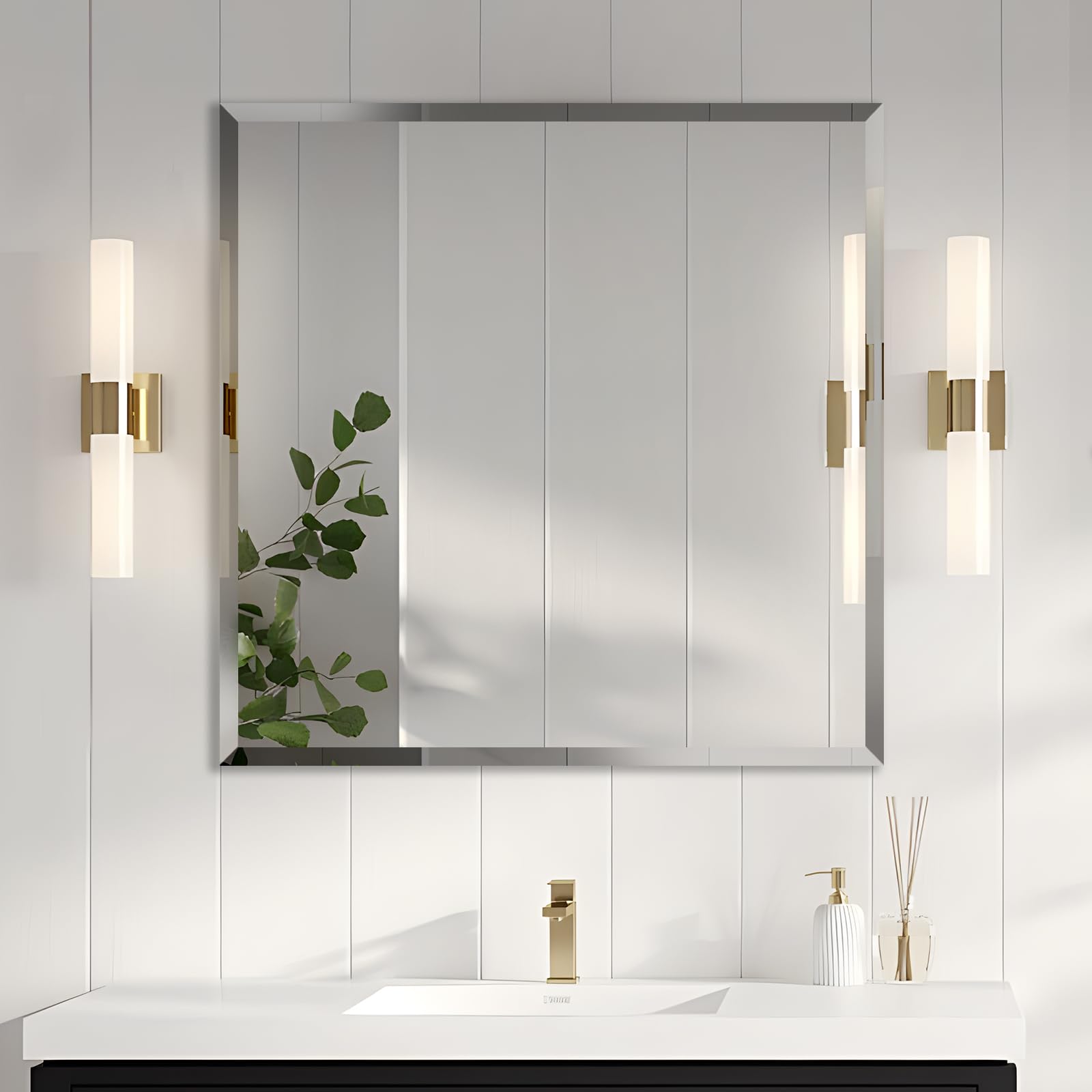 LAMCHMOR - Frameless Bathroom Mirror - Beveled Edge