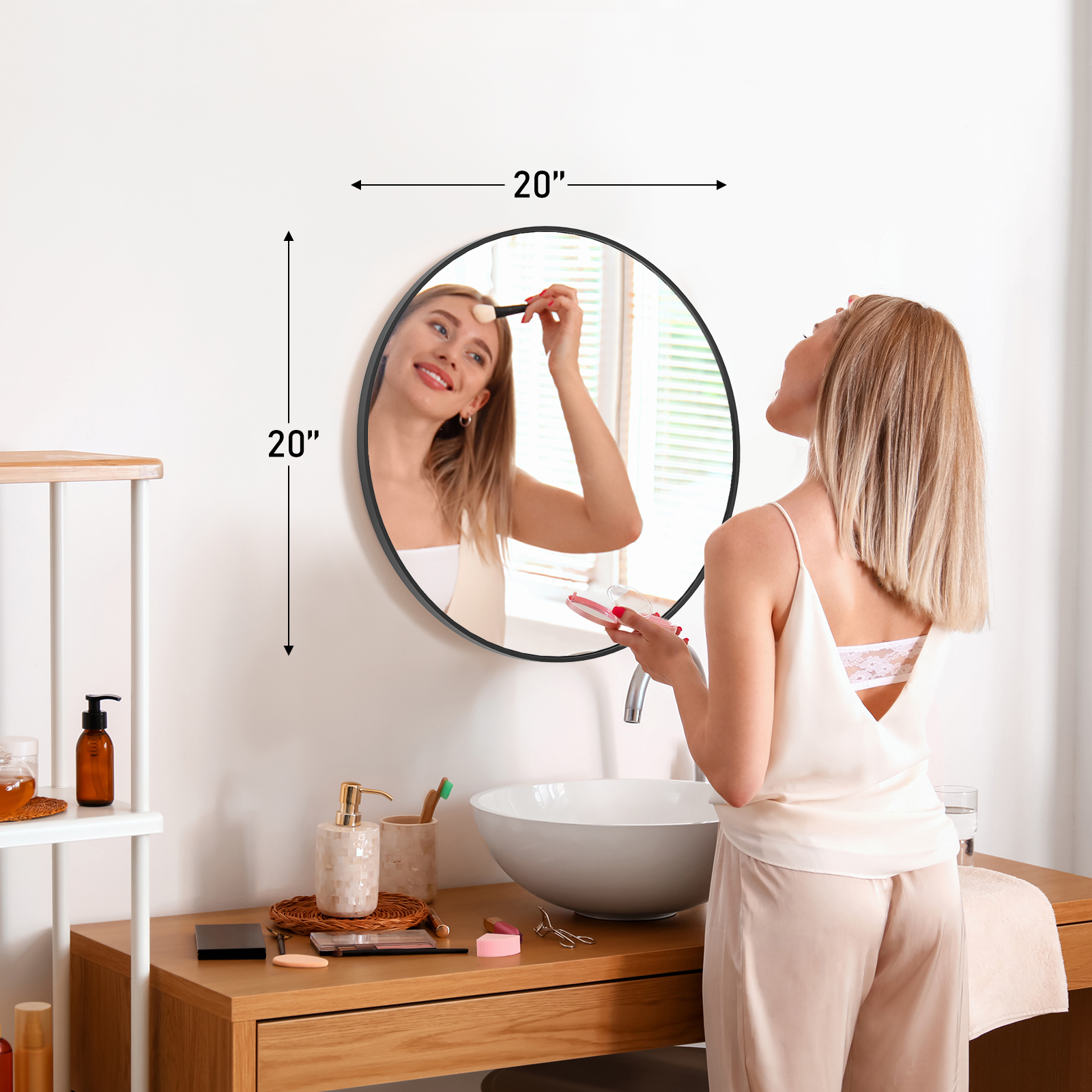 Black & Gold Circular Wall Mirror